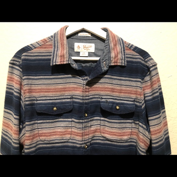 Original Penguin Other - Penguin Long-Sleeve Striped Button-Down